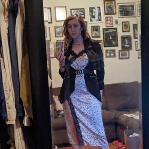 Black Blazer with White Lace Dress